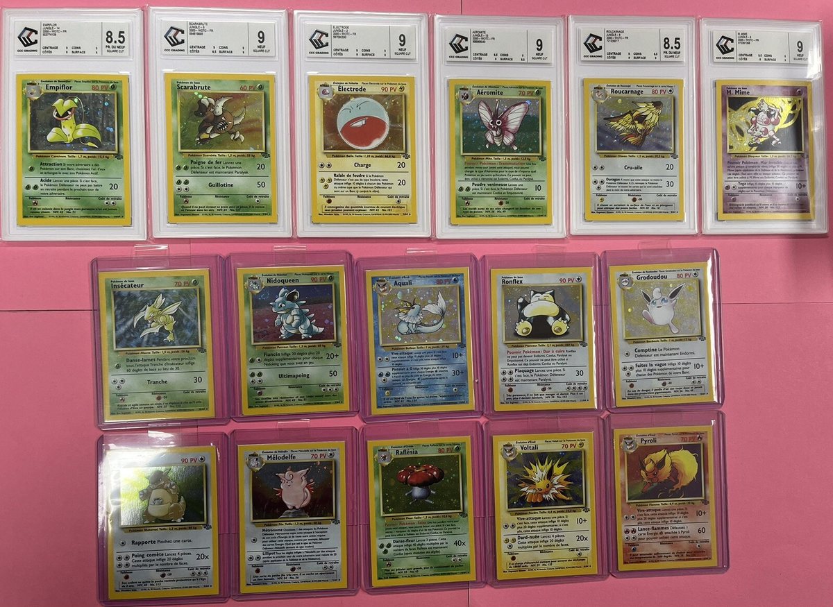 Série Cartes Pokémon Jungle Holo Square Cut Les 15 Cartes Dont 6 Cartes Gradée – Photo 1