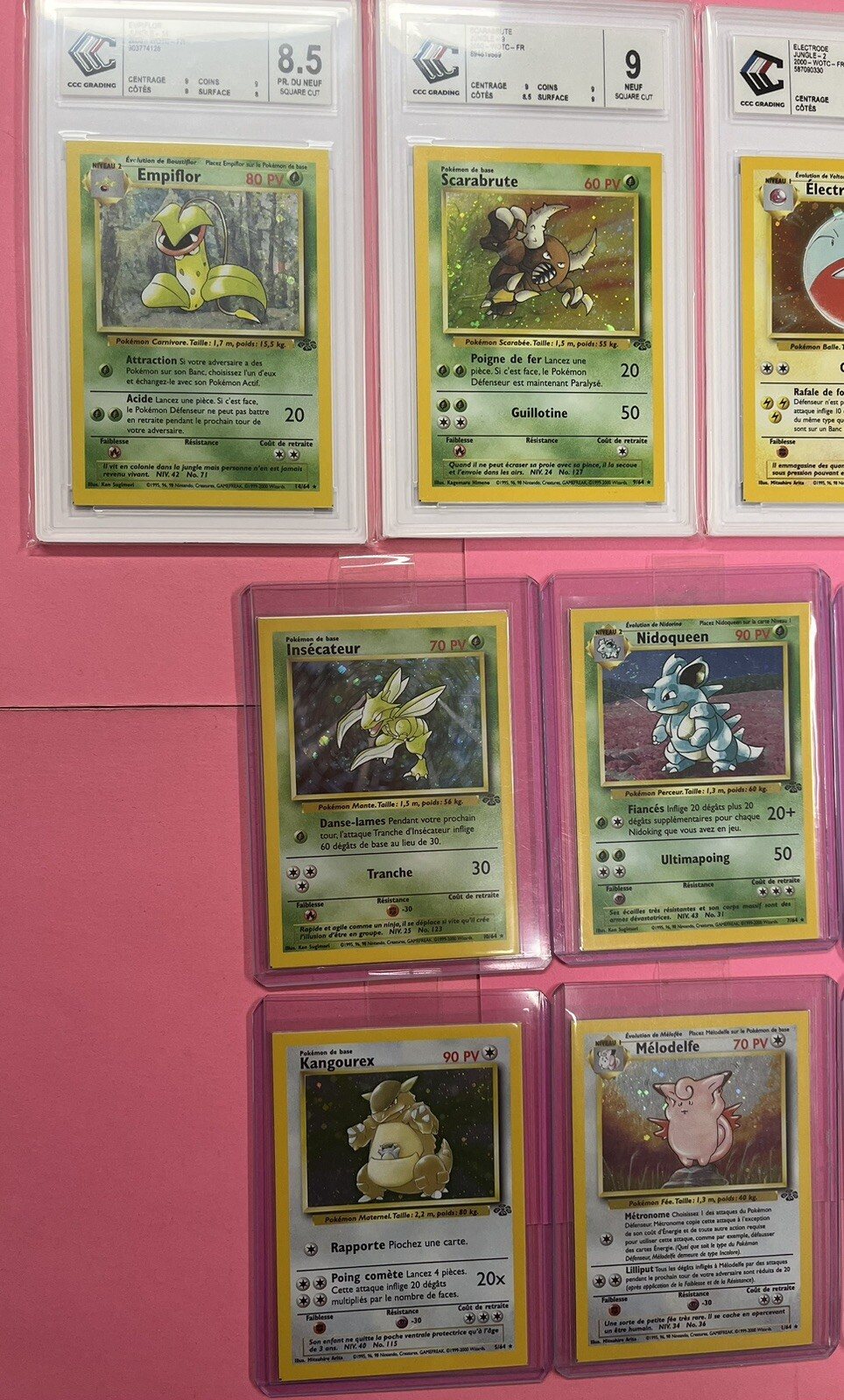 Série Cartes Pokémon Jungle Holo Square Cut Les 15 Cartes Dont 6 Cartes Gradée – Photo 2