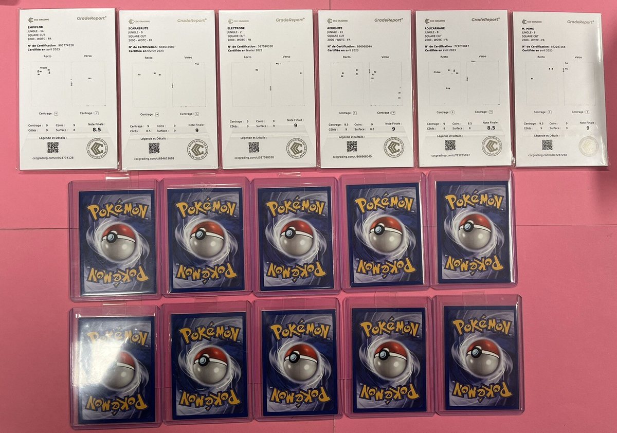 Série Cartes Pokémon Jungle Holo Square Cut Les 15 Cartes Dont 6 Cartes Gradée – Photo 3