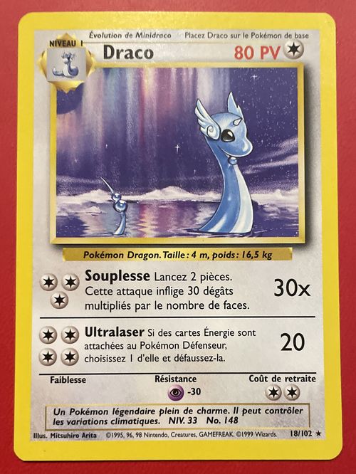 POKEMON SET DE BASE ED 2  FR DRACO 18/102 PSA 10 ?