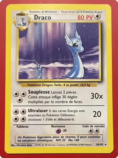 POKEMON SET DE BASE ED 2  FR DRACO 18/102 PSA 10 ?